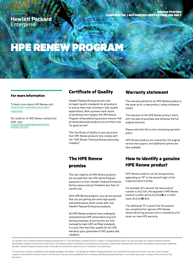 Hpe Renew Certificate Of Quality